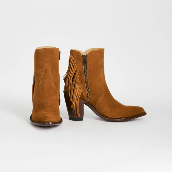 Lucchese Women's M6082 Maypop Western Suede Shoe Cognac SS25