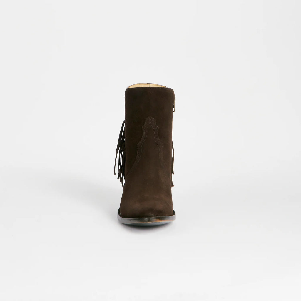 Lucchese Women's Fringe M6083 Maypop Western Suede Shoe in Choco brown