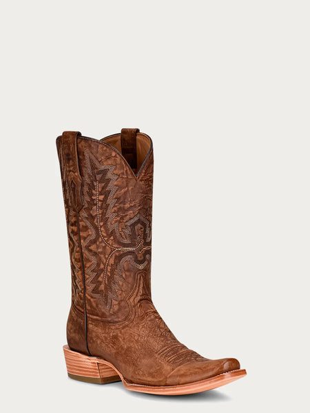 Men's Brown Embroidery Narrow Square Toe Cowboy Boots A4229 Corral Boots - Saratoga Saddlery & International Boutiques