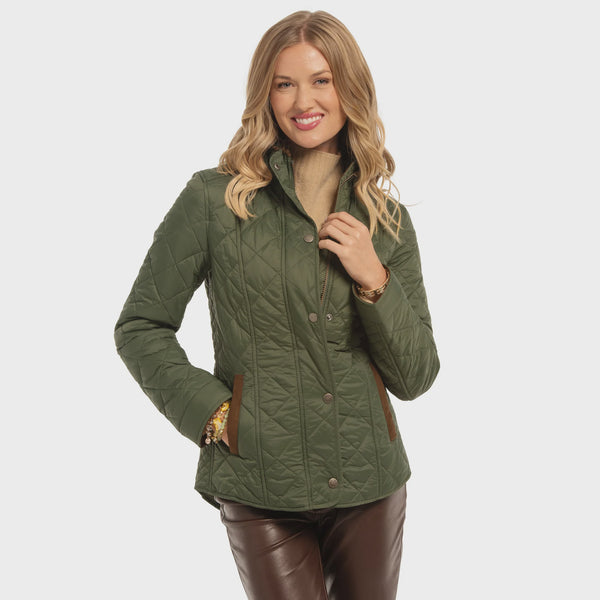 Madison Creek Women's Georgia Quilted Nylon Jacket Pine GEOR SS25 - Saratoga Saddlery & International Boutiques