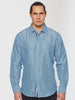 Mens Western Style Long Sleeve Blue Printed Button-Down Shirts