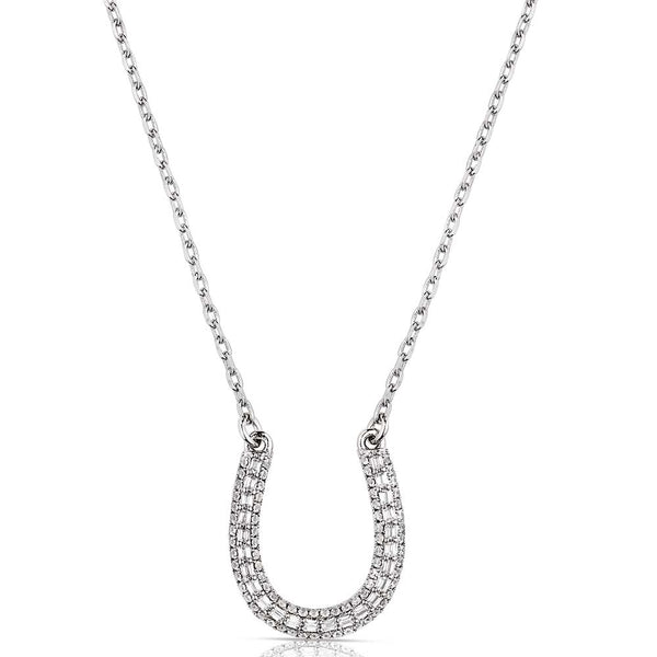 Crystal Silver Horseshoe Necklace Montana Silversmiths Jewelry Frosted Luck NC5967 SS25