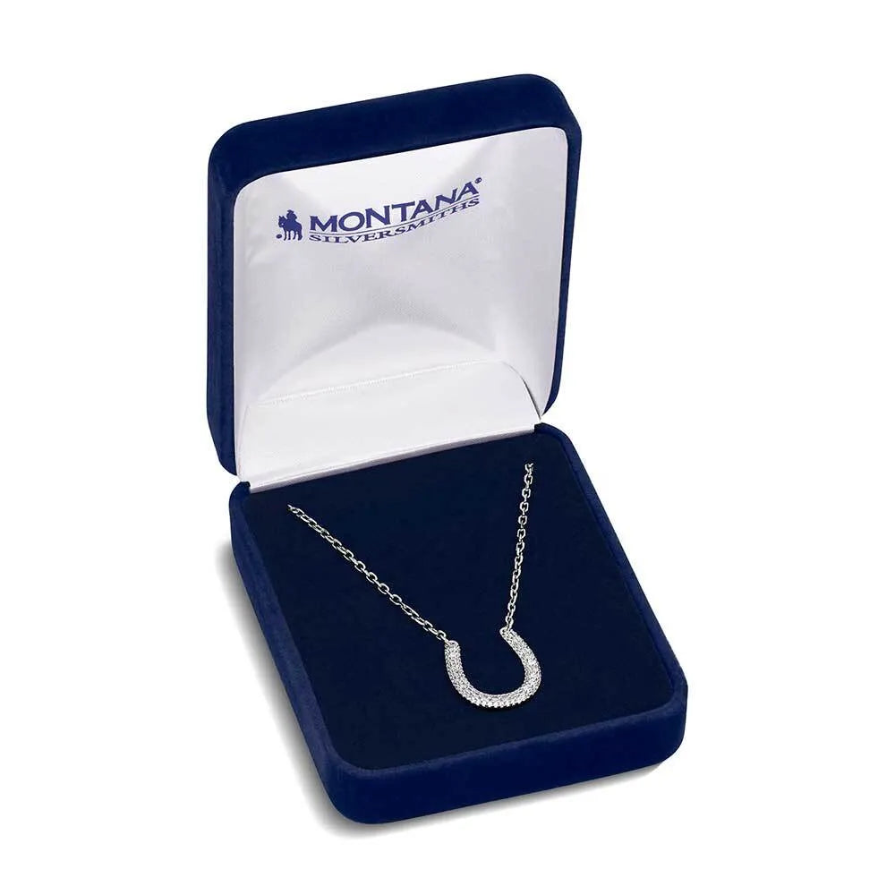 Crystal Silver Horseshoe Necklace Montana Silversmiths Jewelry Frosted Luck NC5967 SS25