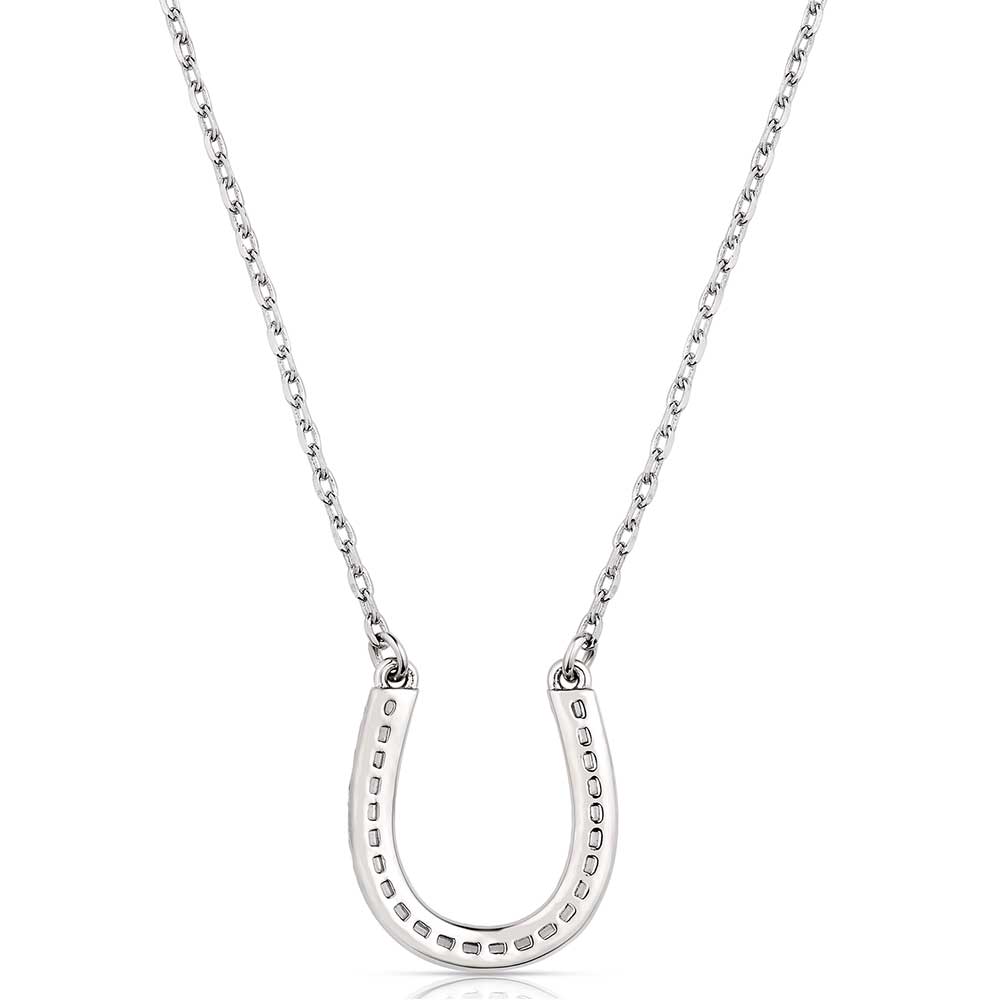 Crystal Silver Horseshoe Necklace Montana Silversmiths Jewelry Frosted Luck NC5967 SS25
