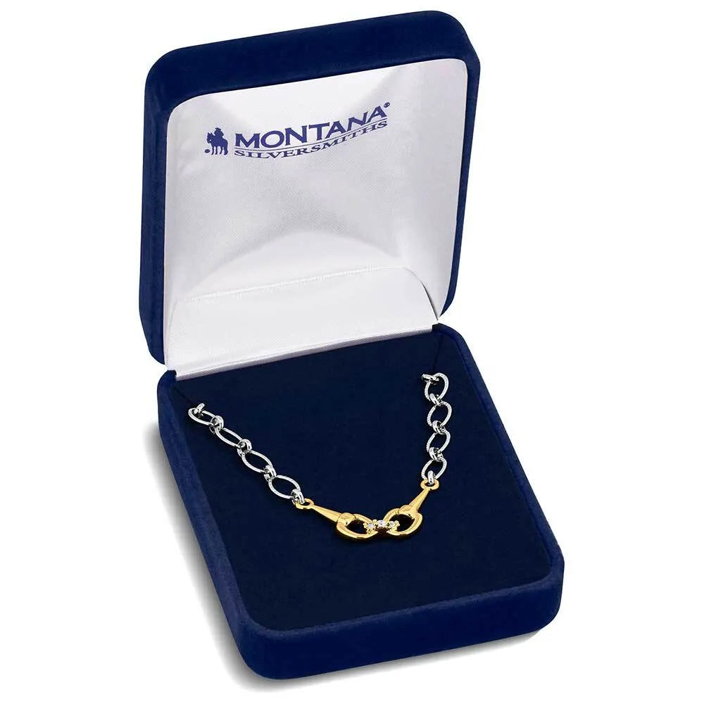 Silver Necklace with Gold Snaffle Bit Enjoy the Ride by Montana Silversmiths Jewelry QNC6084