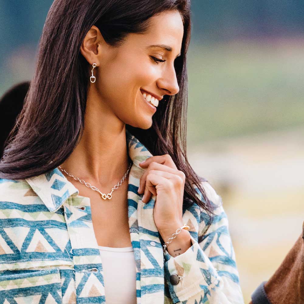 Silver Necklace with Gold Snaffle Bit Enjoy the Ride by Montana Silversmiths Jewelry QNC6084