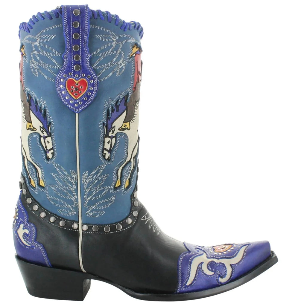 Double D Ranch by Old Gringo DDL1030 Bronco Buster in Black Blue Women's Cowboy Boots 