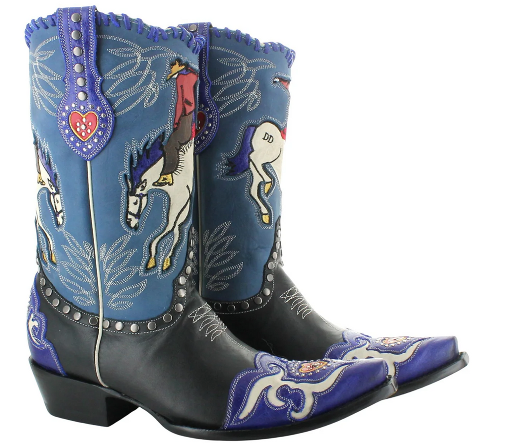 Double D Ranch by Old Gringo DDL1030 Bronco Buster in Black Blue Women's Cowboy Boots 