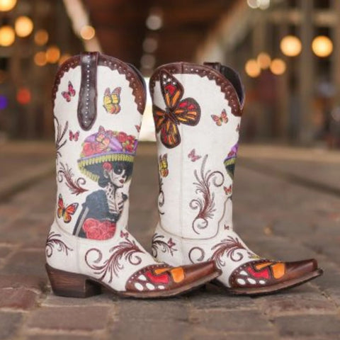 Old Gringo L3779-2 Women's Day of the Dead Cowboy Boots Catarina in Brown