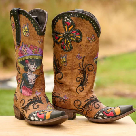 Double D Ranch by Old Gringo DDL1030 Bronco Buster in Black Blue Women's Cowboy Boots