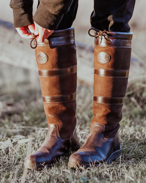 Outback Women's Tall Waterproof Leather Town & Country Boots in Brown Free Shipping - Saratoga Saddlery & International Boutiques