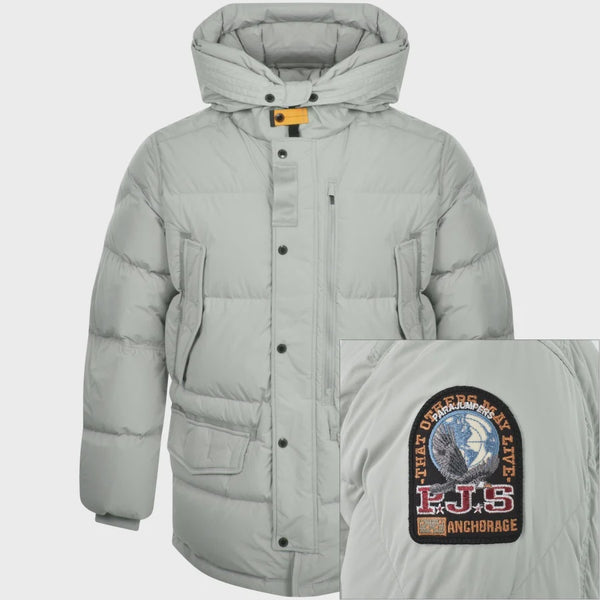 Men's Winter Down Jacket in Paloma Grey by Parajumpers Harraseeket