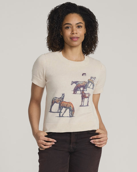 Pendleton Women's Wild Horse Cotton Sweater TC0137 FW25 - Saratoga Saddlery & International Boutiques