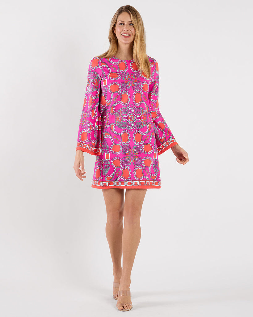 Jude Connally Renata Dress Heritage Chains Hot Pink Made in the USA