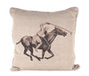 Ox Bow Equestrian/ Polo Player Linen Beige Knife Edge Finish Pillow