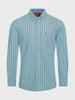 Men's Western Style Dress Shirt Cotton Turquoise Poplin Print