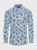 Men's Western Style Dress Shirt Blue Paisley Cotton Poplin Print