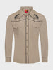 RODEO Men's Western Cowboy Embroidery Shirt in Khaki PS560L-503 SS26