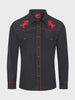 RODEO Men's Western Horse Embroidery Snap Shirt — Black PS560L-507 SS26