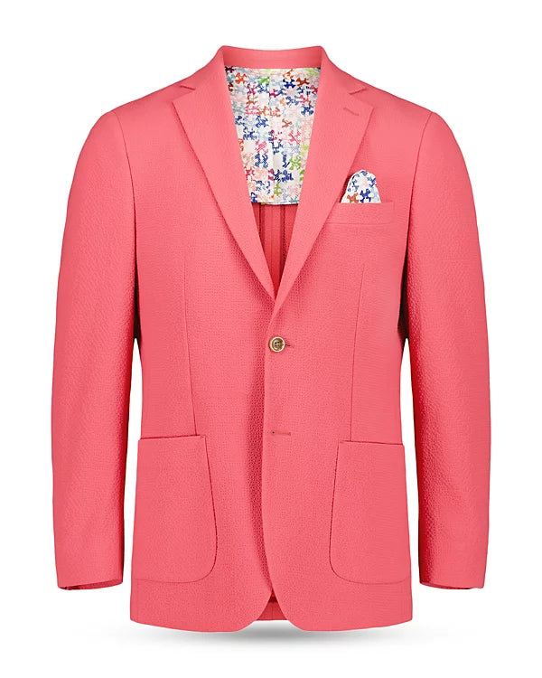 Robert Graham Men's Sport Coat Blazer in Coral Pink Harston Woven