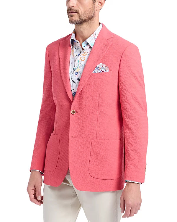 Robert Graham Men's Sport Coat Blazer in Coral Pink Harston Woven