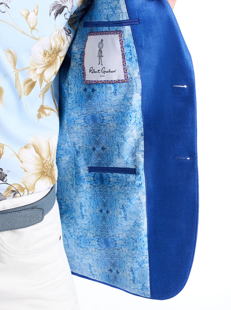 Robert Graham Rempston Linen Sportcoat – Blue Lightweight Summer Blazer with Signature Lining