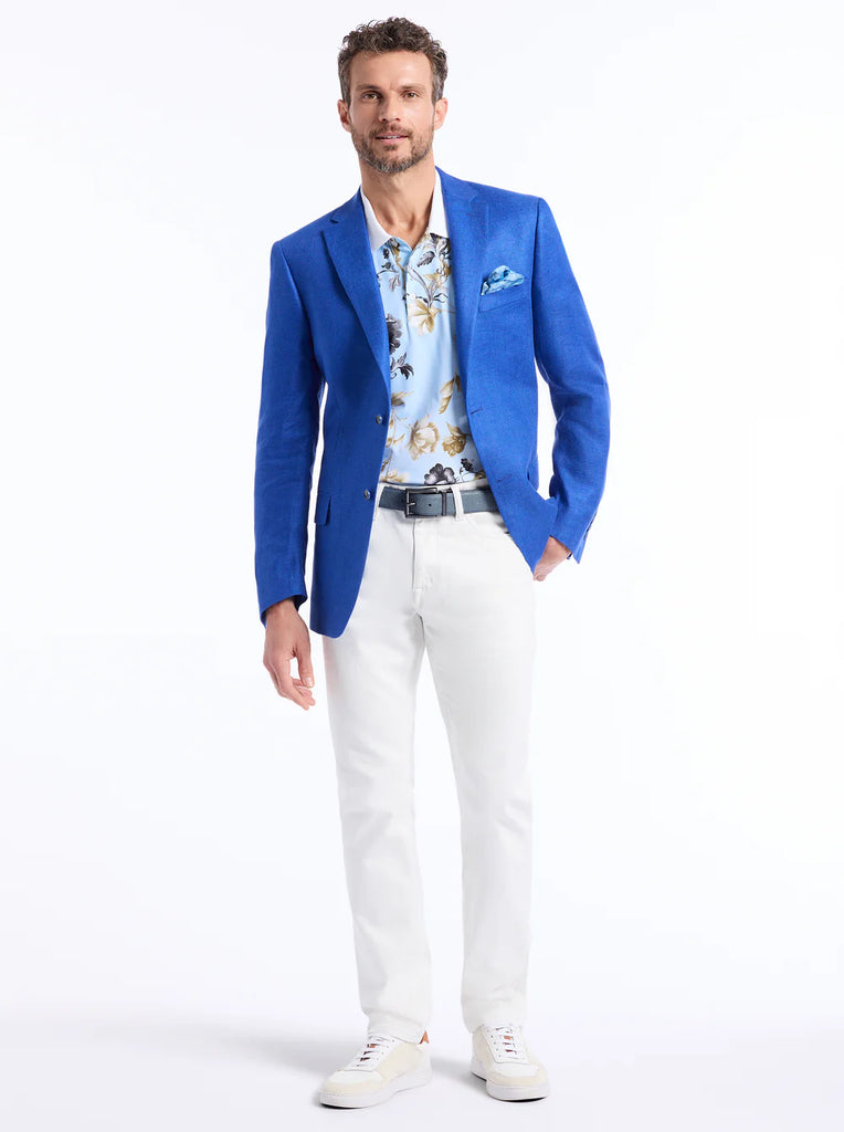 Robert Graham Rempston Linen Sportcoat – Blue Lightweight Summer Blazer with Signature Lining