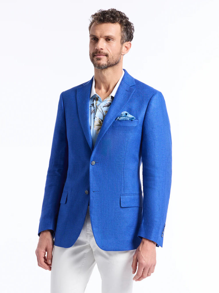 Robert Graham Rempston Linen Sportcoat – Blue Lightweight Summer Blazer with Signature Lining