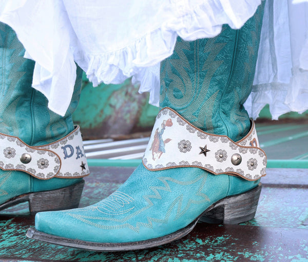 Cowboy Boot White Harness Leather Boot Lassos Wedding Boot Accessories rodeo-darlin-right-nevada
