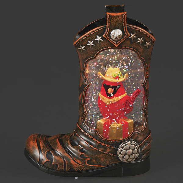Roman Lighted Cardinal in Cowboy Boot – Shimmering Merry Lites 138250 SS25