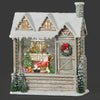 Roman Lighted Swirl Sleeping Santa in Log Cabin 138253 FW25