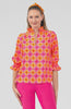 Gretchen Scott Ruffleneck Tunic - Smell The Roses Orange & Pink
