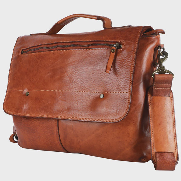 Spaghetti Western SWC408TAN Briefcase Genuine Leather Messenger Bag SS25 - Saratoga Saddlery & International Boutiques