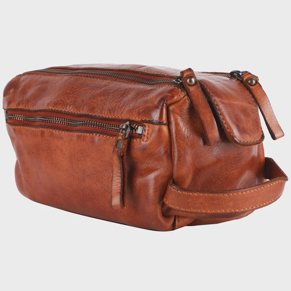 Spaghetti Western SWC411TAN Toiletry Bag Genuine Leather Travel Bag - Saratoga Saddlery & International Boutiques