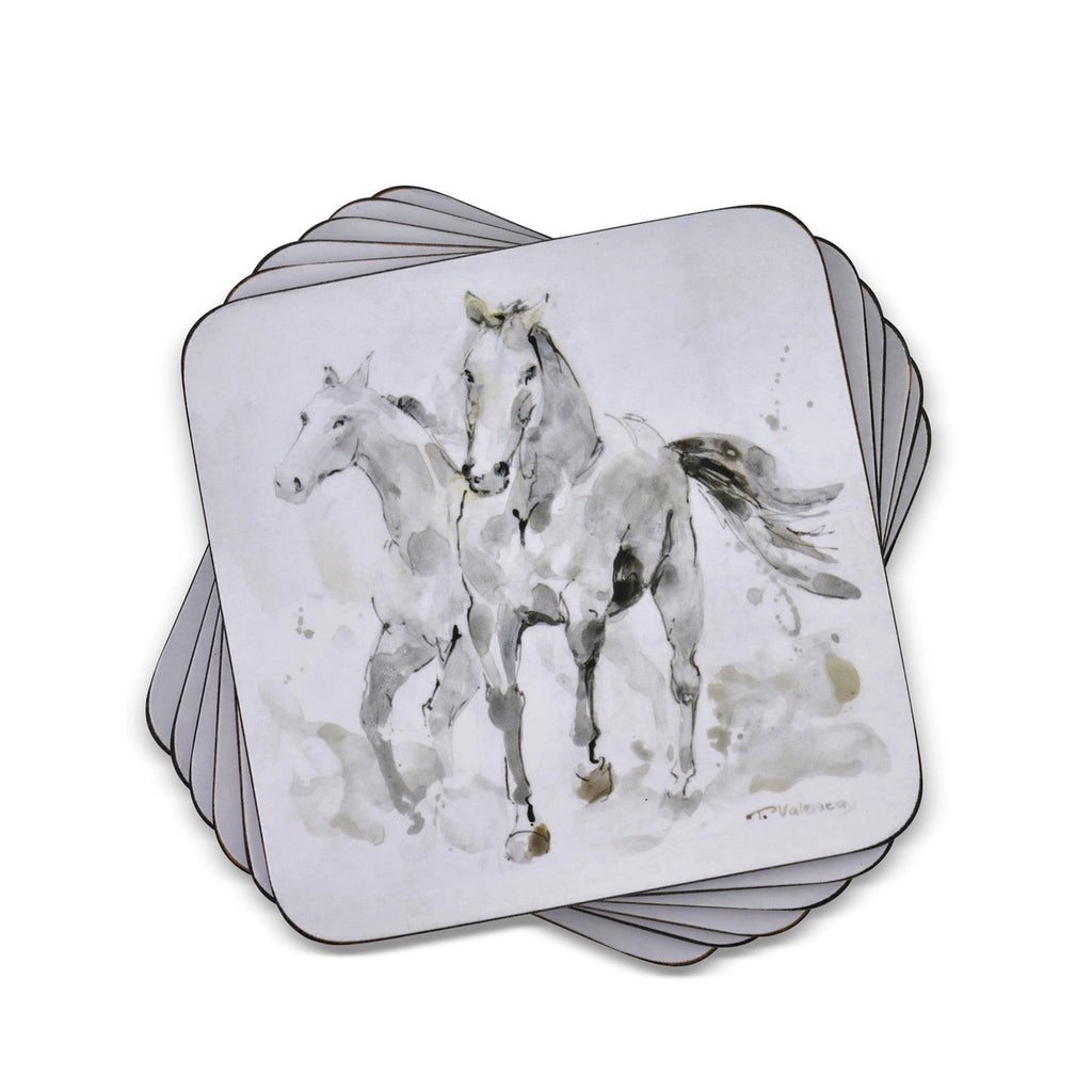 Spirited Horses Wine Coasters Set of 6 Equestrian Home Style