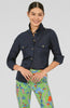 Gretchen Scott Blouse the Safari Boyfriend Shirt in Navy