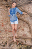 Gretchen Scott Silk Embroidered Tunic - Smell The Roses Blues TUEMSR SS26