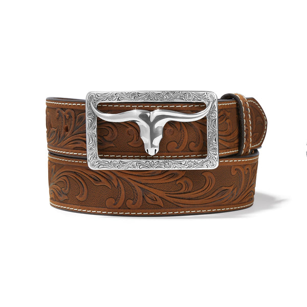 Tony Lama Stockyard Brown Long Horn Leather Belt C42859