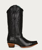 Corral Women's Black Cowboy Boots with Stitch Pattern Inlay Pull Straps Snip Toe Z5072