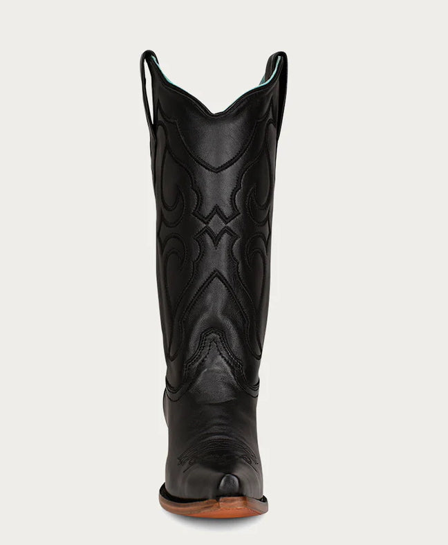 Corral Women's Black Cowboy Boots with Stitch Pattern Inlay Pull Straps Snip Toe Z5072