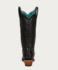 Corral Women's Black Cowboy Boots with Stitch Pattern Inlay Pull Straps Snip Toe Z5072