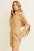 Western Style Women's Denim with Fringe Button Up Mini Dress