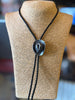 Silver Bolo Tie with Cowboy Hat Pewter with Leather Band Bolo