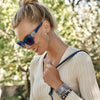 Women's Blue Framed Square Sunglasses by Brighton Pebble Medali Sunglasses A13210