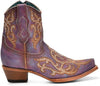 Women's Corral Ankle Boot in Lilac Purple Leather C4107