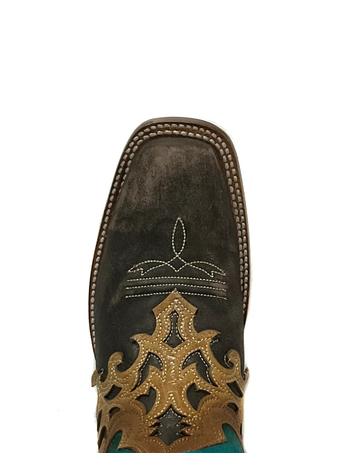 Women's Dress Brown Square Toe with Blue Shaft Z5099 ON SALE