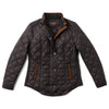 Quilted jacket with brown accents on a white background