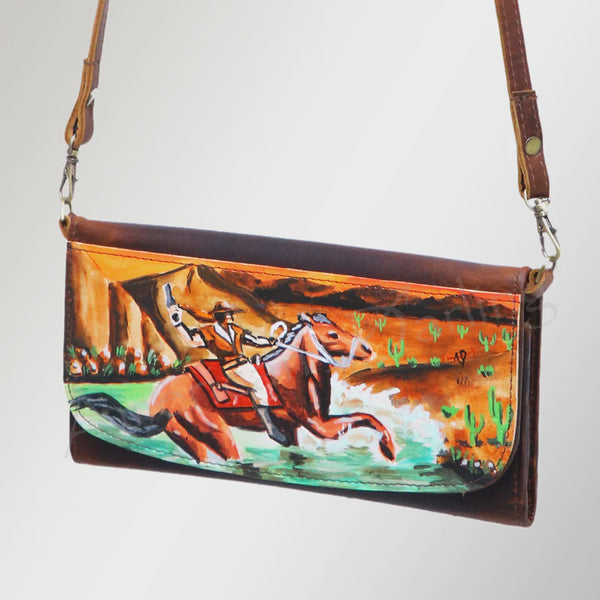 American Darling  ADBGM112R28 Hand-Painted Leather Crossbody Clutch  SS26