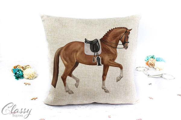 Dressage Horse Pillow Cover -  Horse Gifts Equestrian: Chestnut