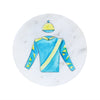 Blue and Yellow Jockey Silk Marble Coaster